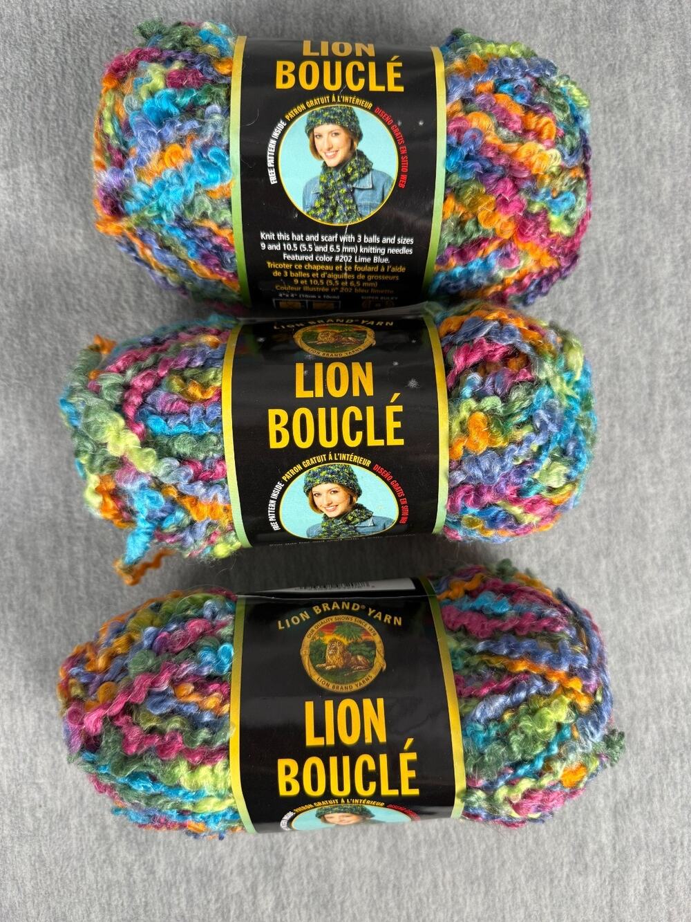 Lion Brand Boucle Yarn - PARFAIT #208 - 70 gm/57 yd ~ 3 Skein Lot Super Bulky